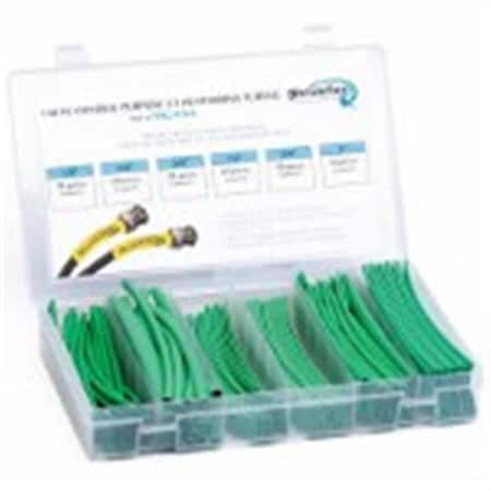 Techflex Heat Shrink Tube Kit, 2:1 I.D. Shrink Ratio, Green, 6 in, 110 PK HSK2-GN-K